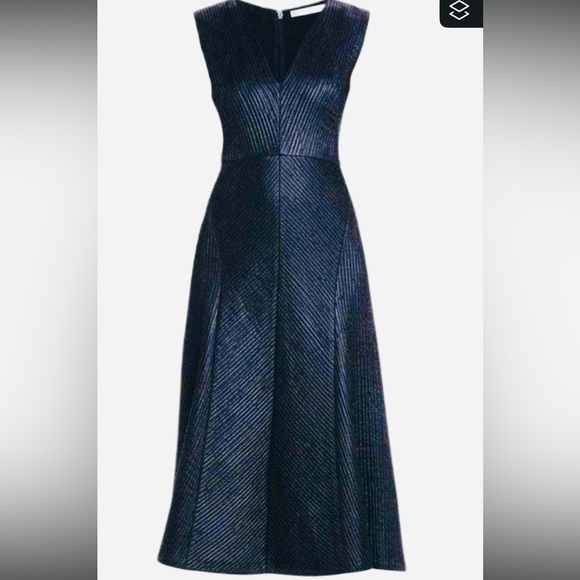 BCBG MAXAZRIA Runway Jacelyn Blue V-Neck Dress , Size 10 - Picture 4 of 4